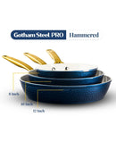 Natural Hammered Nonstick Frying Pan Set - Blue