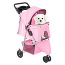 3 Wheel Pet Stroller for Small Dogs and Cats - Pink