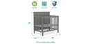 Ava 4-in-1 Mini Baby Crib with Daybed & Twin Bed Conversion - Steel Grey