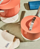 2-Piece Cotton Solid-Color Round Potholder Set - Perracotta