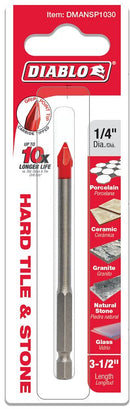 Diablo DMANSP1030 Drill Bit, 1/4 in Dia, 3-1/2 in OAL, Hex Shank