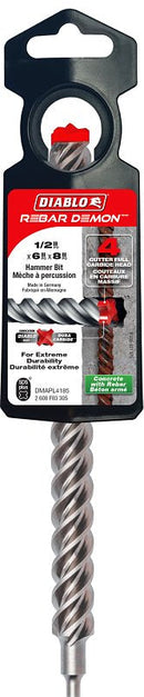 Diablo Demon DMAPL4185 Drill Bit, 1/2 in Dia, 8 in OAL, SDS-Plus Shank