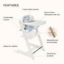 Tripp Trapp High Chair and Cushion with Stokke Tray - White with Waves Blue