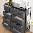 Tall Fabric Dresser with 9 Drawers - Grey
