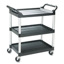Rubbermaid Economy Plastic Cart, Three-Shelf, 18.63W X 33.63D X 37.75H, Black - RCP342488BLA