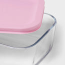 4-Piece Rectangular Glass Food Storage Container Set - Pink
