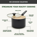 Advanced 3qt Ceramic Nonstick Sauce Pan with Lid - Black