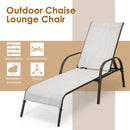 2 Pcs Outdoor Patio Lounge Chair Chaise Fabric With Adjustable Reclining Armrest-Gray