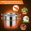 2/3 Tier Stainless Steel Steamer With Handles and Glass Lid-2-Tier