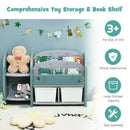 Kids Toy Storage Organizer With 2-Tier Bookshelf and Plastic Bins