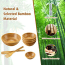 8 Pieces Bamboo Salad Bowl Set With Server Utensils-Natural