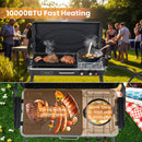 2-in-1 Gas Camping Grill and Stove With Detachable Legs-Black