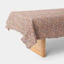 Block Print Ruffle Tablecloth - Blue and Brown