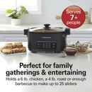 9-in-1 Multi Cooker, 6 Qt Searing Slow Cooker, Nonstick Aluminum Crock with Removable Pot - Black