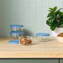 8-Piece Round Glass Food Storage Container Set - Blue