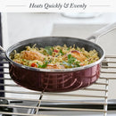 3-Quart Non-Toxic PFAS Free Enameled Sauté Pan With Lid - Merlot Red