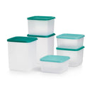 12pc Square Stacking Food Storage Containers with Lids - Green: Dishwasher-Safe, Airtight, Polypropylene