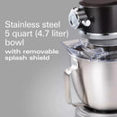 Beach Pro Stand Mixer w/Hub 63240: 12-Speed Silver Kitchen Mixer, 5-Quart Capacity, 450W, Dishwasher-Safe Parts