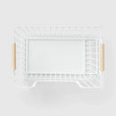 Metal Stackable Wire Pantry Basket with Wood Handle