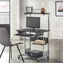 Mobile Computer Tower with Shelf - Black