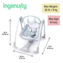 Portable Baby Swing with Music and Nature Sounds - Grey