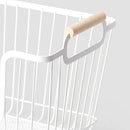 Metal Stackable Wire Pantry Basket with Wood Handle