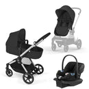 Eos 5-in-1 Travel System Stroller + Lightweight Aton G Infant Car Seat - Moon Black