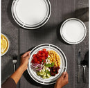 16pc Vitrelle Brasserie Dinnerware Set: Geometric Pattern, Service for 4, Includes Plates & Bowls, Dishwasher-Safe