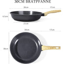 Ceramic Non Stick Frying Pan 30cm Pan Induction & Dishwasher With Cool Handle (Grey 30cm)