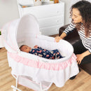Lacy Portable 2-in-1 Bassinet & Cradle - Pink and White