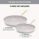 Stainless Steel and Ceramic Nonstick Fry Pan Set - 10" and 12"