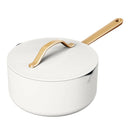 Ceramic Non-Stick Covered Sauce Pan with Strainer Lid - White Icing