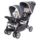 Sit N' Stand Multi-Use Easy Fold Travel Toddler and Baby Double Stroller with Safety Harness and Storage Basket - gray magnolia