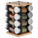 Bamboo Spice Rack - 16 Jar Set with Essential Seasonings