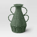 Coastal Small Rattan Vase - Blue
