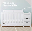 Hadley 5-in-1 Convertible Crib and Changer with Drawer - White