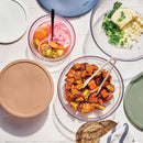 8pc Glass Set of 4 Mixing Bowls with Lids Clear - ™: Microwave & Freezer Safe, Glass & Plastic