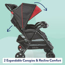 Cloud Plus Double Stroller - Black/Red