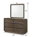 Flair Rounded Edges 1 Piece Dresser, 6 Drawer Storage Bedroom Furniture - Brown