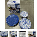 Melamine 12-Piece Dinnerware Set - Dishwasher Safe for Indoor & Outdoor Use - Blue