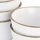 6pc Arthur Stoneware Bowl Set with Rim Matte White/Gold - Elama