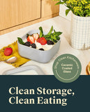 4.4 Cup Small Ceramic Coated Glass Food Storage Container - Navy