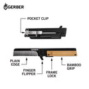 Gerber Quadrant Bamboo Brown 7CR17MOV Steel 5-6 in. Folding Knife