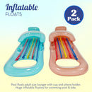 2 Pack Pool Lounger With Cup Holder - Inflatable Floats for Adults for Summer Party Favors