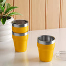 12oz 2pk Stacking Short Tumbler with Lid Yellow - Room Essentials™