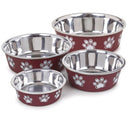 Proselect Goodie Merlot Stainless Steel 52 oz Pet Bowl For Dogs, Pack of 6