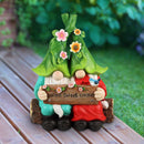 Exhart Multicolored Resin 13 in. H Gnome Couple w/Sign Solar Statue