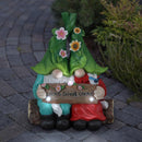 Exhart Multicolored Resin 13 in. H Gnome Couple w/Sign Solar Statue