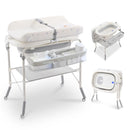 Folding Baby Changing Table with Bathtub and Universal Wheels