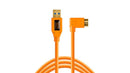 Tether Tools USB 3.0 Type-A Male to  to Micro-USB Right-Angle Male Cable (15', Orange) CU61RT15-ORG